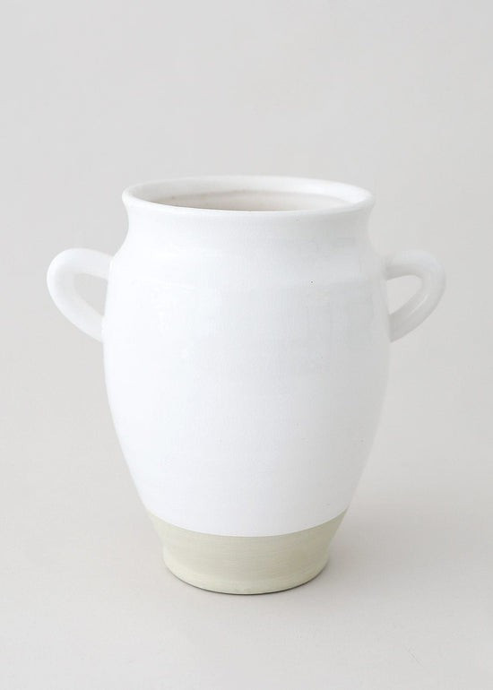 White Ceramic Urn Vase with Handles - 9.5" | Afloral