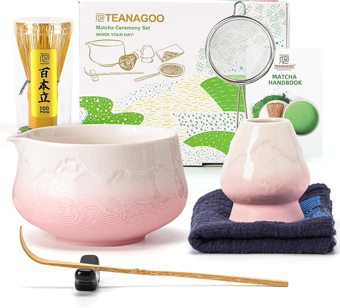 TEANAGOO 7 Pcs Matcha Set, Pink Matcha Kit, Ceremony Matcha Powder Kit,Matcha Tea Set for Making ... | Amazon (UK)
