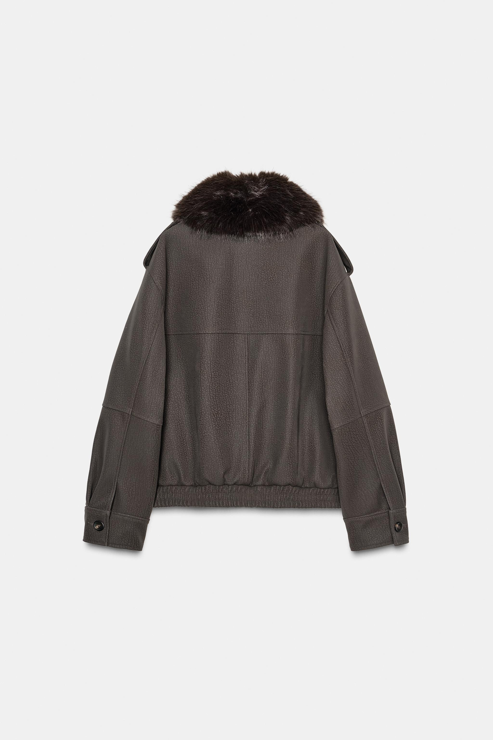 DETACHABLE COLLAR FAUX SUEDE JACKET | Zara UK