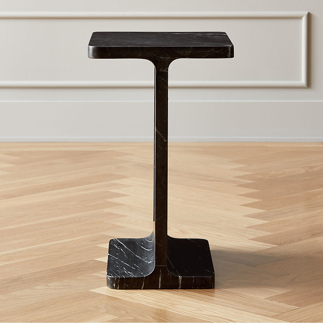 I Beam Black Marble Modern Side Table + Reviews | CB2 | CB2