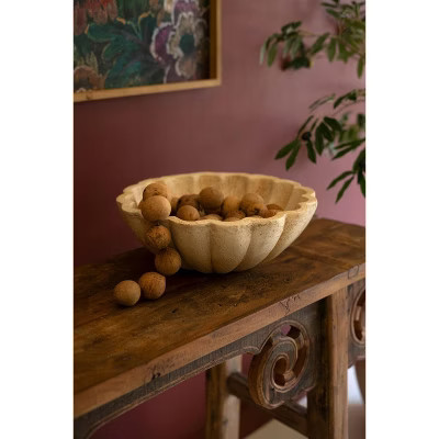 Faux Travertine Ruffled Bowl – 5"Tall Decorative Centerpiece by Kalalou | Target