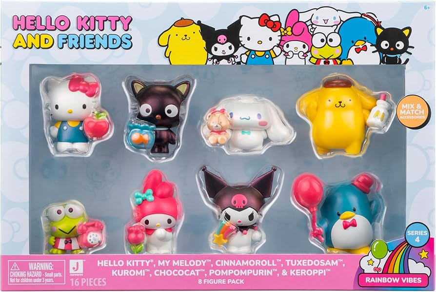 Jazwares Hello Kitty® and Friends Rainbow Vibes Party, 2” Figure 8-Pack - Removable Accessorie... | Amazon (US)