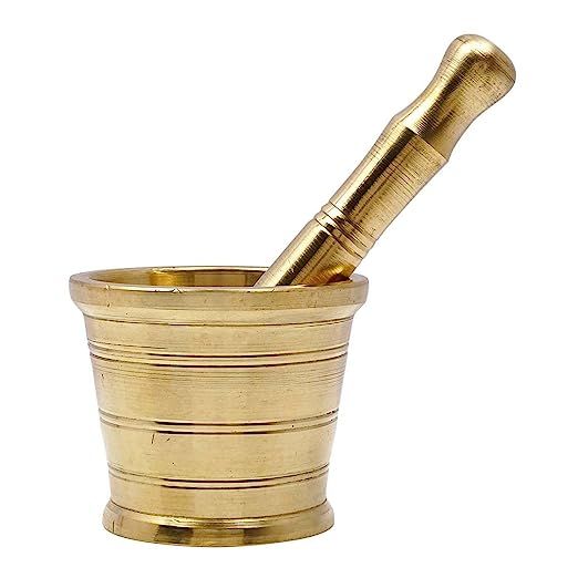 Traditional Brass Mortar Pestle Khal Batta Hamam Dasta Spice Herb Grinder | Amazon (US)