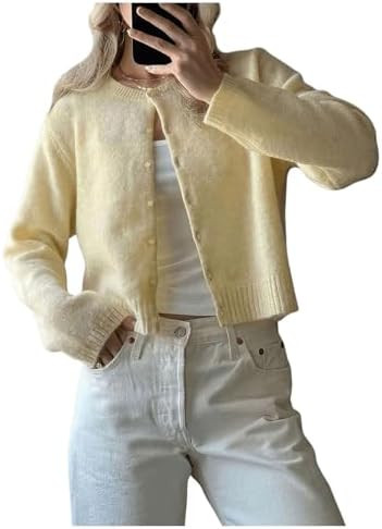 Women's Button Down Cardigan Sweaters Long Sleeve Lightweight Casual Fall Knitted Outerwear | Amazon (US)