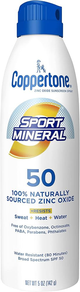 Coppertone SPORT Sunscreen Spray SPF 50, Zinc Oxide Mineral Sunscreen, Water Resistant Spray Suns... | Amazon (US)