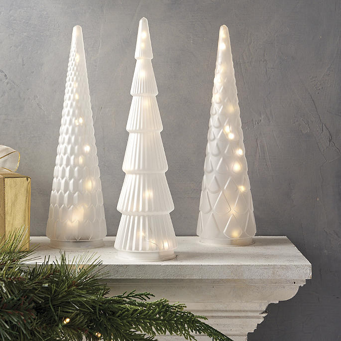 Frosted LED Glass Trees | Frontgate | Frontgate