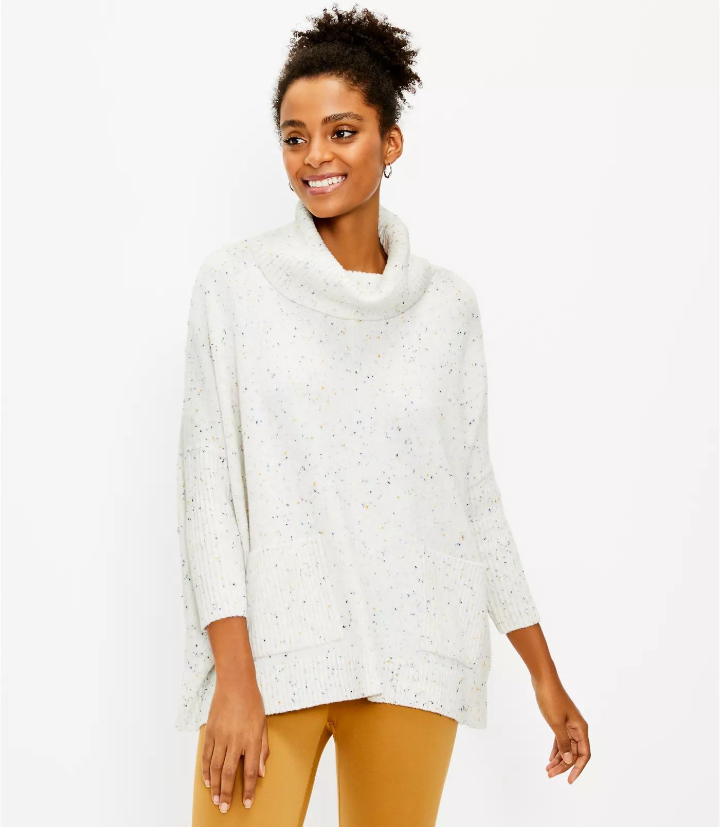 Flecked Pocket Poncho Sweater | LOFT | LOFT