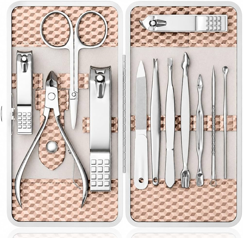 Manicure Set, Stainless Steel Nail Clipper Set with Luxurious Travel Case | Amazon (US)