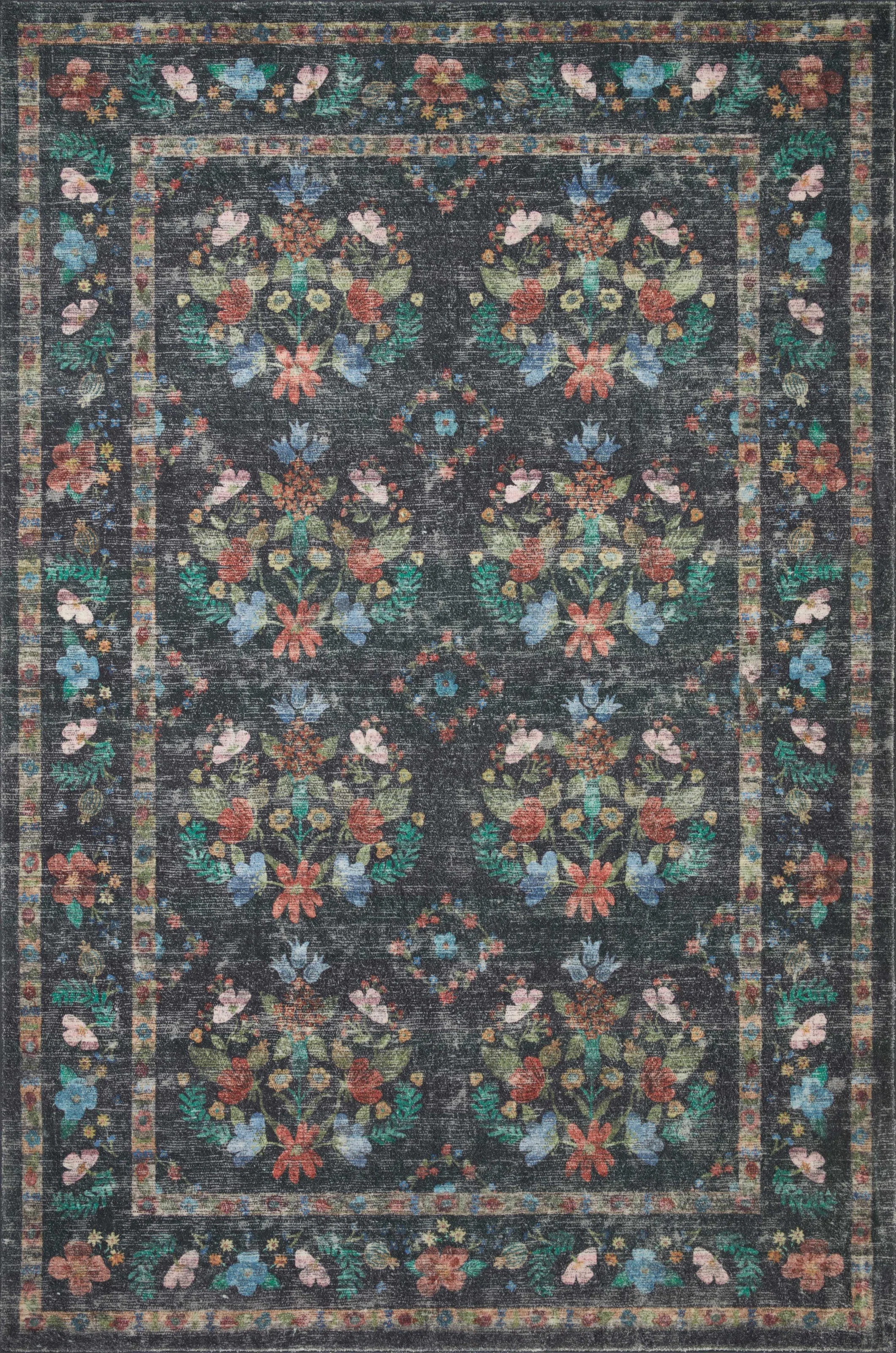 Rifle Paper Co. x Loloi Courtyard Charcoal Area Rug feat. CloudPile | Wayfair North America