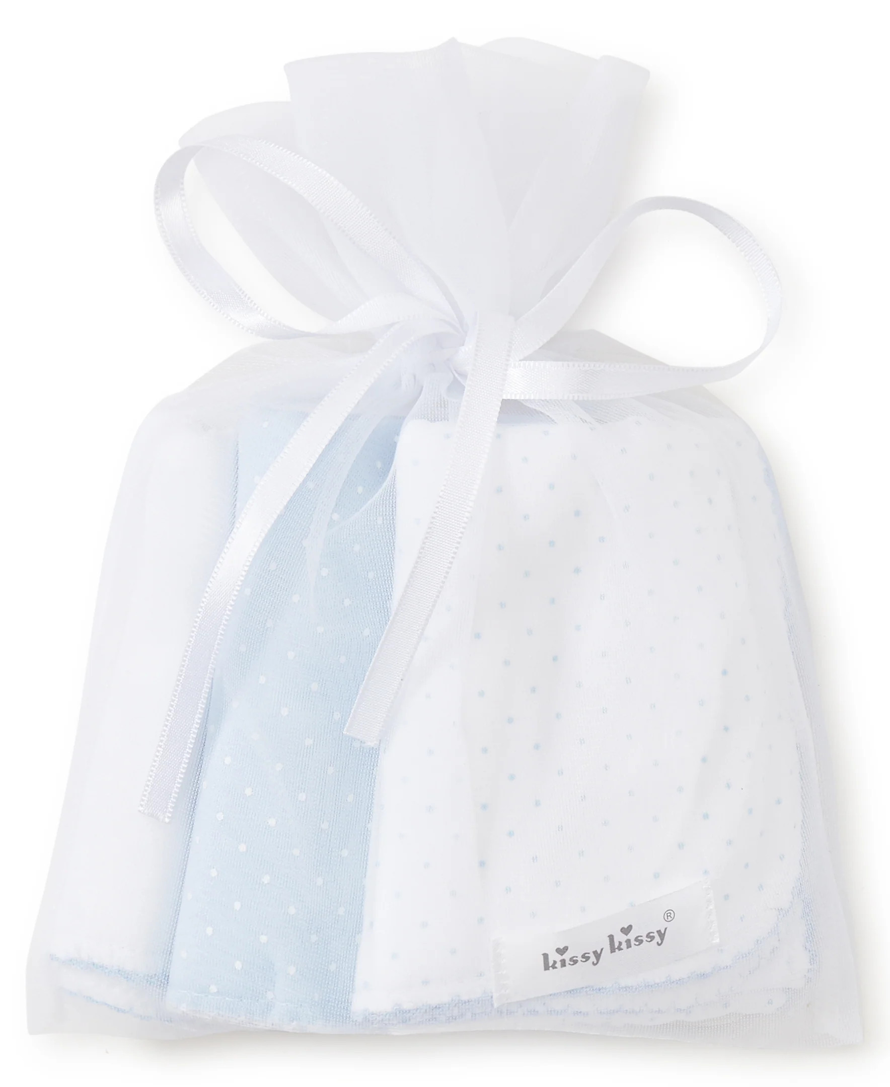 Blue Dot 3 Pack Burp Set w/ Tulle Bag | Kissy Kissy