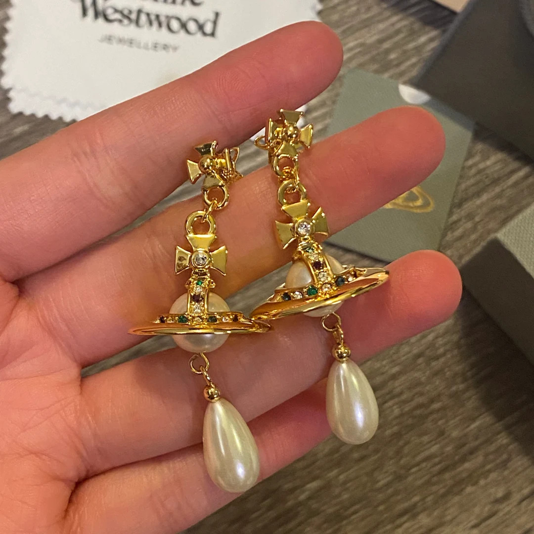 Vivienne Westwood Orb Drop Pearl Gold Earrings - Etsy | Etsy (US)