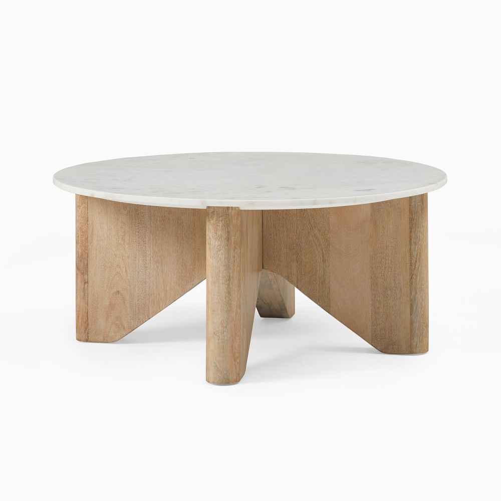 Maddox 36&amp;quot; Coffee Table, Marble, Cerused White | West Elm (US)