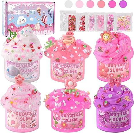 6 Pack Slimes, Pink Slime Kids, Cloud Slime kit for Girls Ages 8-12, Toys for Girls and Boys, for... | Amazon (US)