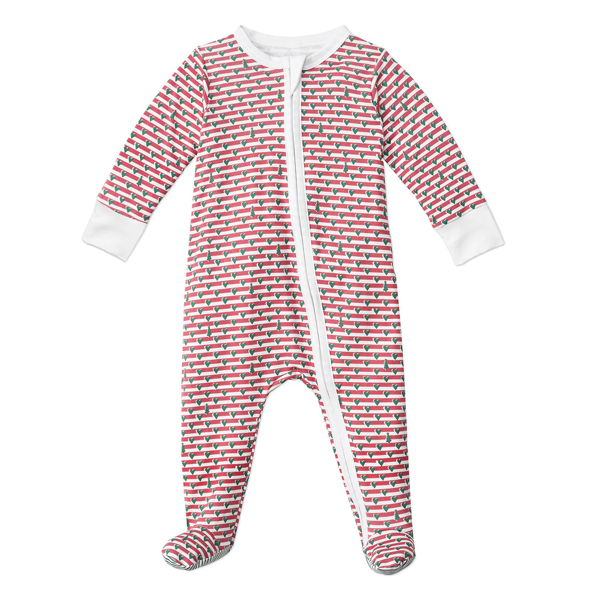 Christmas Tree Stripe Zip Baby Onesie | Joy Street Kids LLC