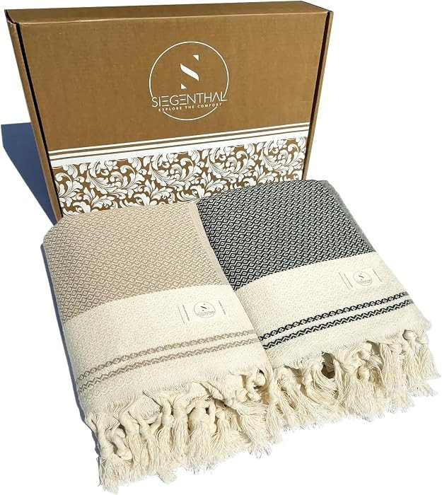 Hamamtuch 2er Pack \u2013 Leichtes Strandtuch & Saunatuch aus recycelter Baumwolle \u2013 Schnell... | Amazon (DE)