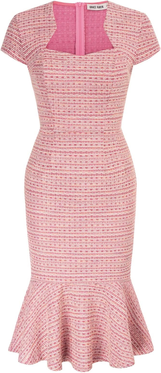 GRACE KARIN Women's Gorgeous Work Pencil Dress Cap Sleeve Sexy Bodycon Dress | Amazon (US)