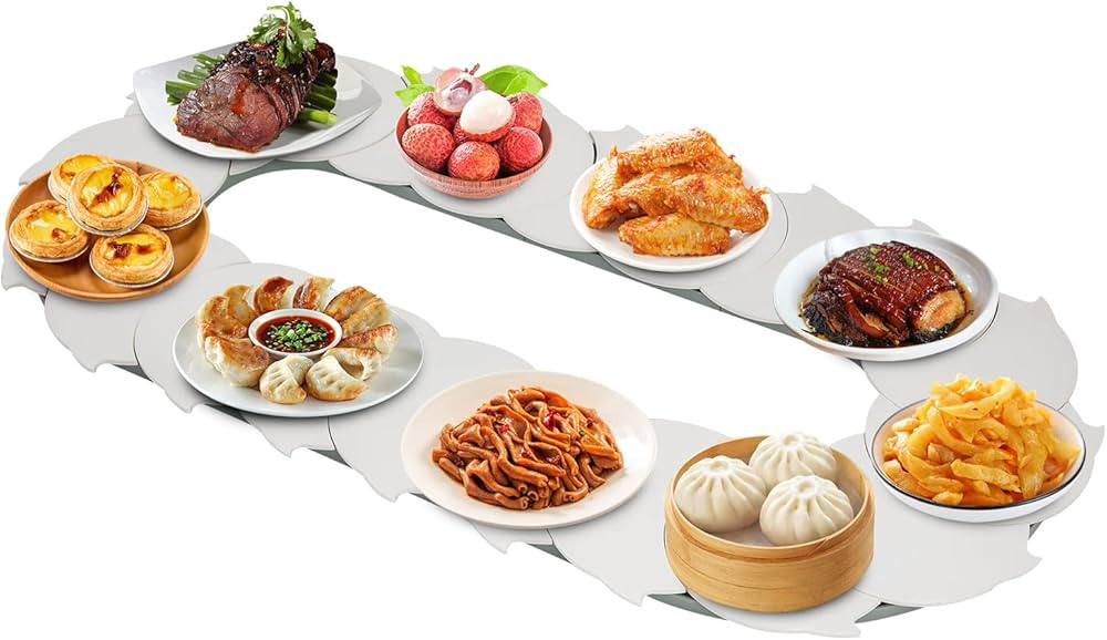 Fetcoi 360° Rotating Party Turntable, Manual Swivel Adjustable Food Turntable Food Serving Train... | Amazon (US)