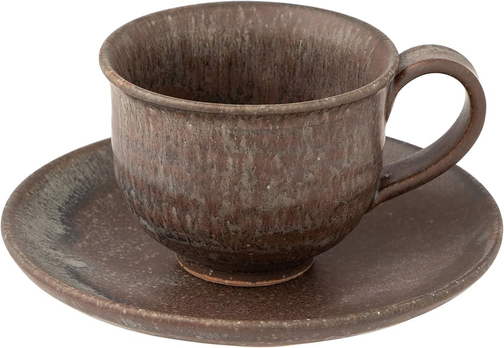 Marui Pottery Shigaraki Ware 3-4391 Hechimon Cup & Saucer, Capacity: Approx. 7.4 fl oz (210 ml), ... | Amazon (US)