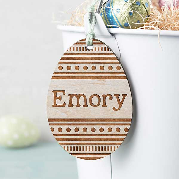 Personalized Wooden Easter Basket Tag - Whitewash | Personalization Mall