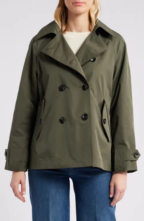 Lucky Brand Double Breasted Water Resistant Trench Jacket in Loden at Nordstrom, Size Medium | Nordstrom