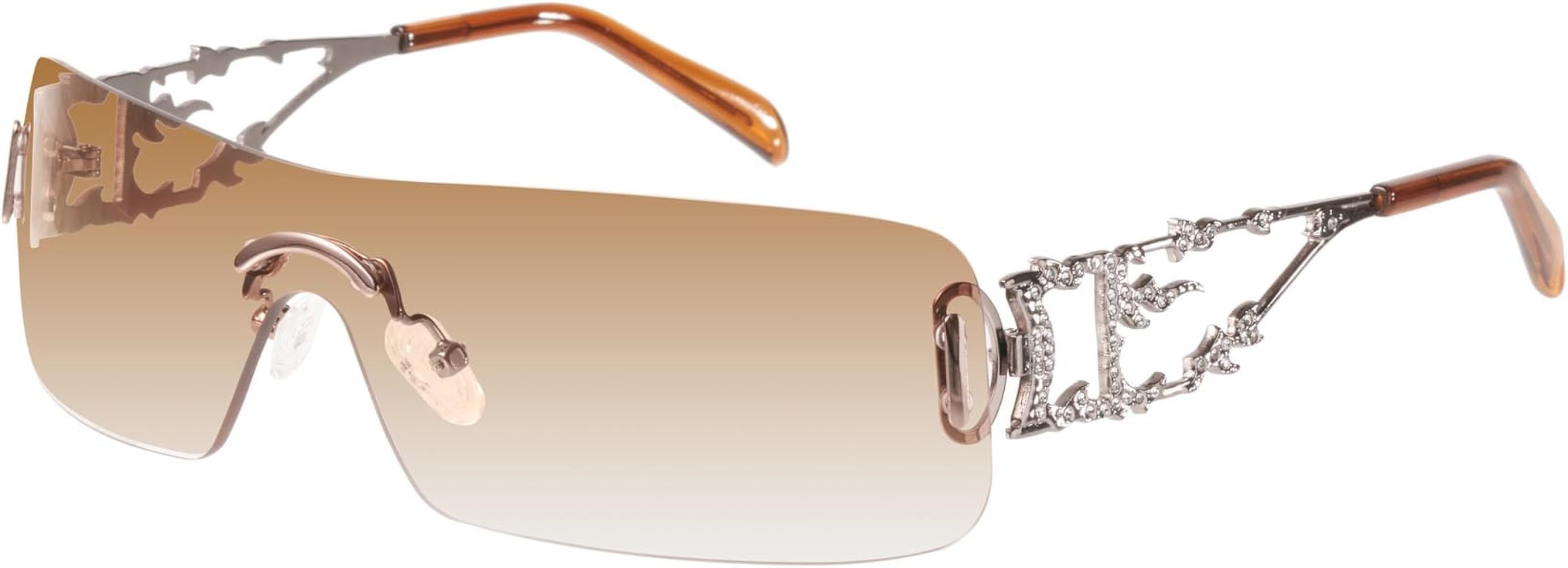mosanana Y2K Glitter Flame Wrap Around Sunglasses for Women with Bling Rhinestone MS52350 | Amazon (US)