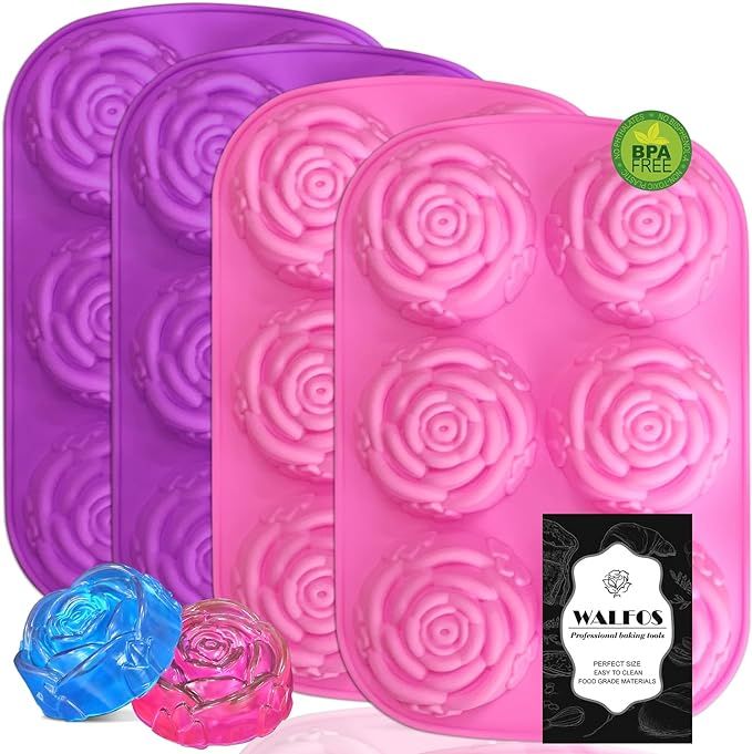 Walfos Silicone Rose Mold - X Large Flower Ice Cube Mold, Food Grade Silicone and BPA Free, 4Pcs ... | Amazon (US)