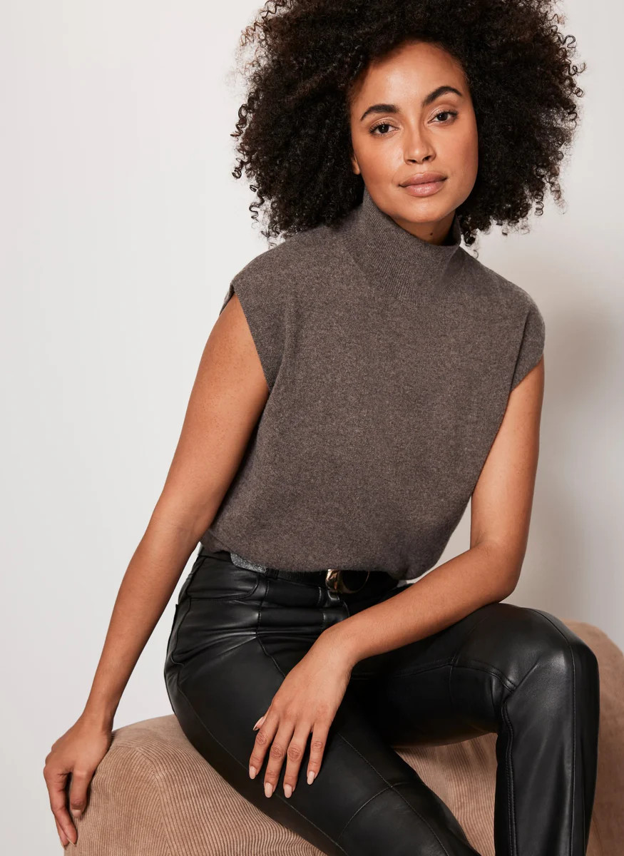 Brown Sleeveless Knit Top | Mint Velvet