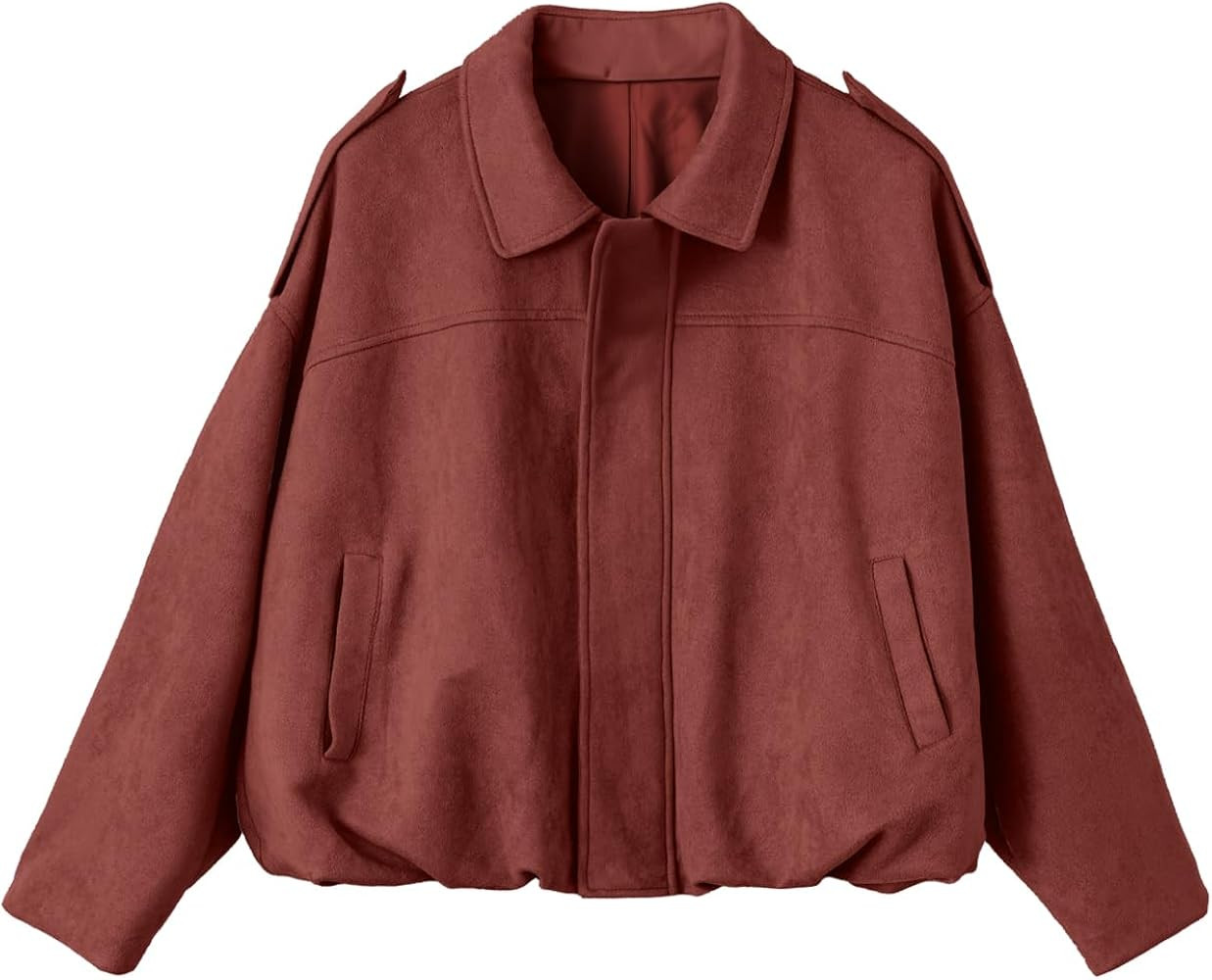 EVALESS Womens Faux Suede Bomber Jackets Long Sleeve Fall Coats Zip Up Cropped Jacket Trendy Wint... | Amazon (US)