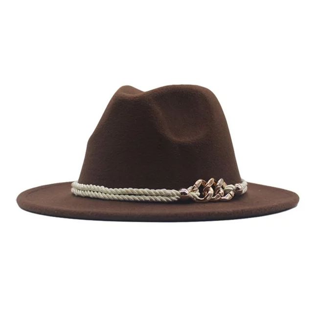 Hunpta Baseball Cap For Women Classic Wide Floppy Panama Hat Belt Buckle Wool Fedora Hat | Walmart (US)