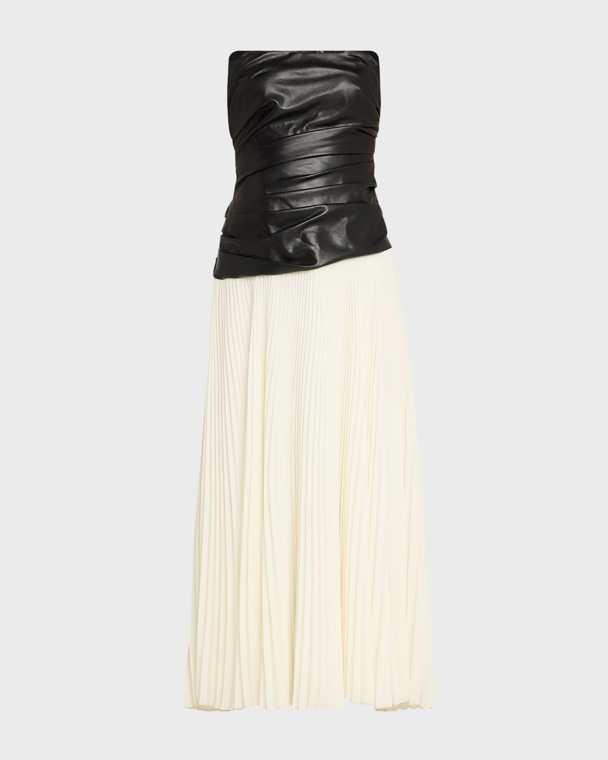 Arie Strapless Bustier Combo Midi Dress | Neiman Marcus