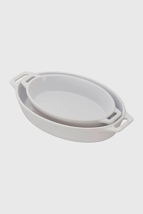 Staub Ceramic 2-pc Oval Baking Dish Set in White at Urban Outfitters | Urban Outfitters (US and RoW)