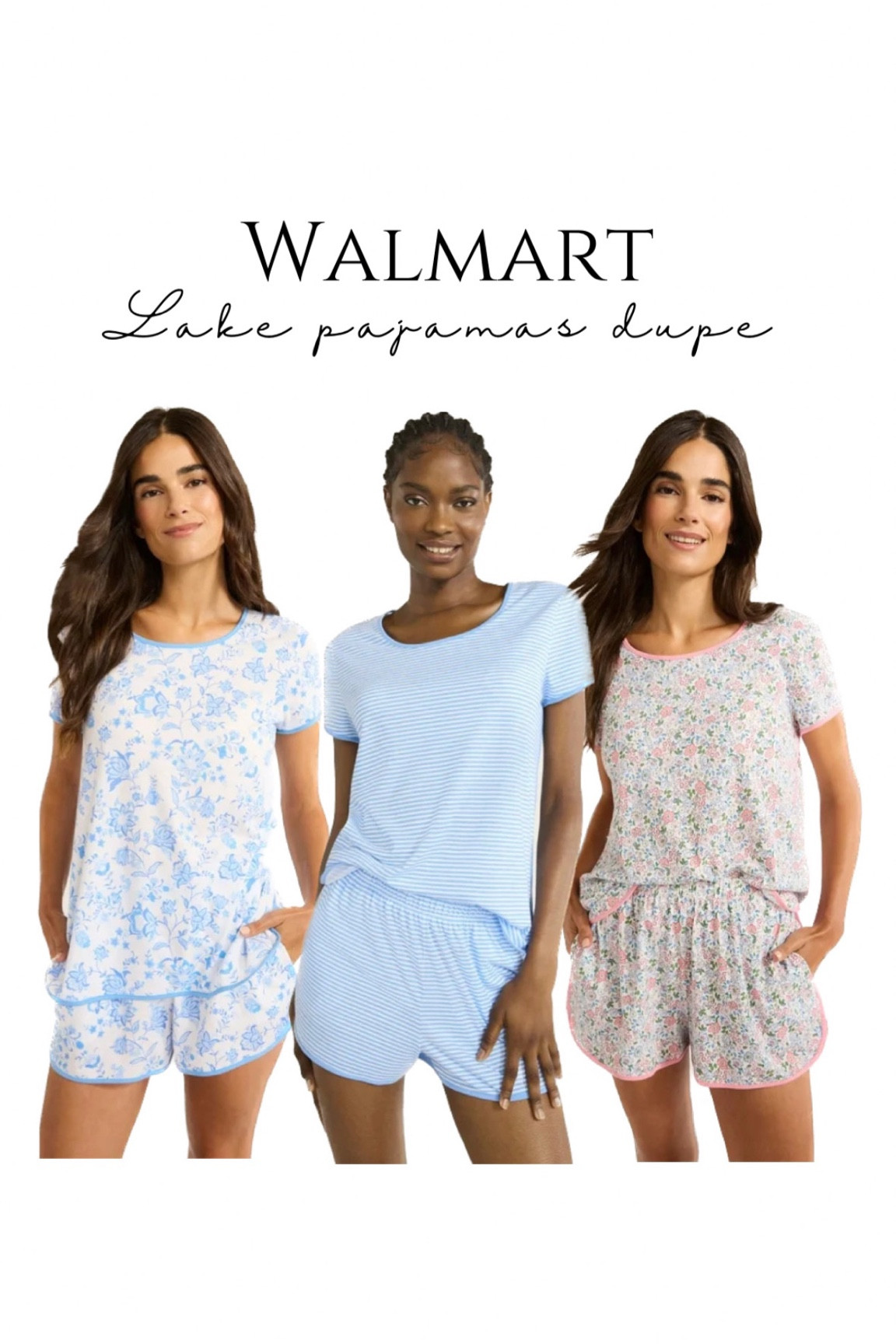 $13 lake pajama inspired sets!! Such a great look for less 👏🏻 lake pj dupe blue and white pajamas blue floral pjs loungewear  preppy coastal grandmother style #walmartfashion Walmart finds 

#LTKStyleTip #LTKSaleAlert #LTKFindsUnder50