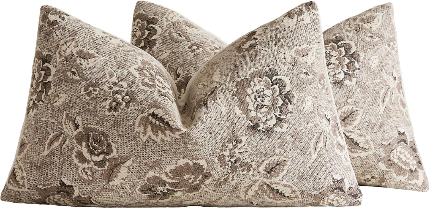 Vintage Floral Chenille Lumbar Pillow Covers 12x20 Set of 2 | Amazon (US)