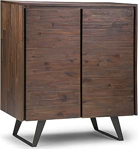 SIMPLIHOME Lowry SOLID WOOD 39 inch Wide Modern Industrial Medium Storage Cabinet in Distressed C... | Amazon (US)