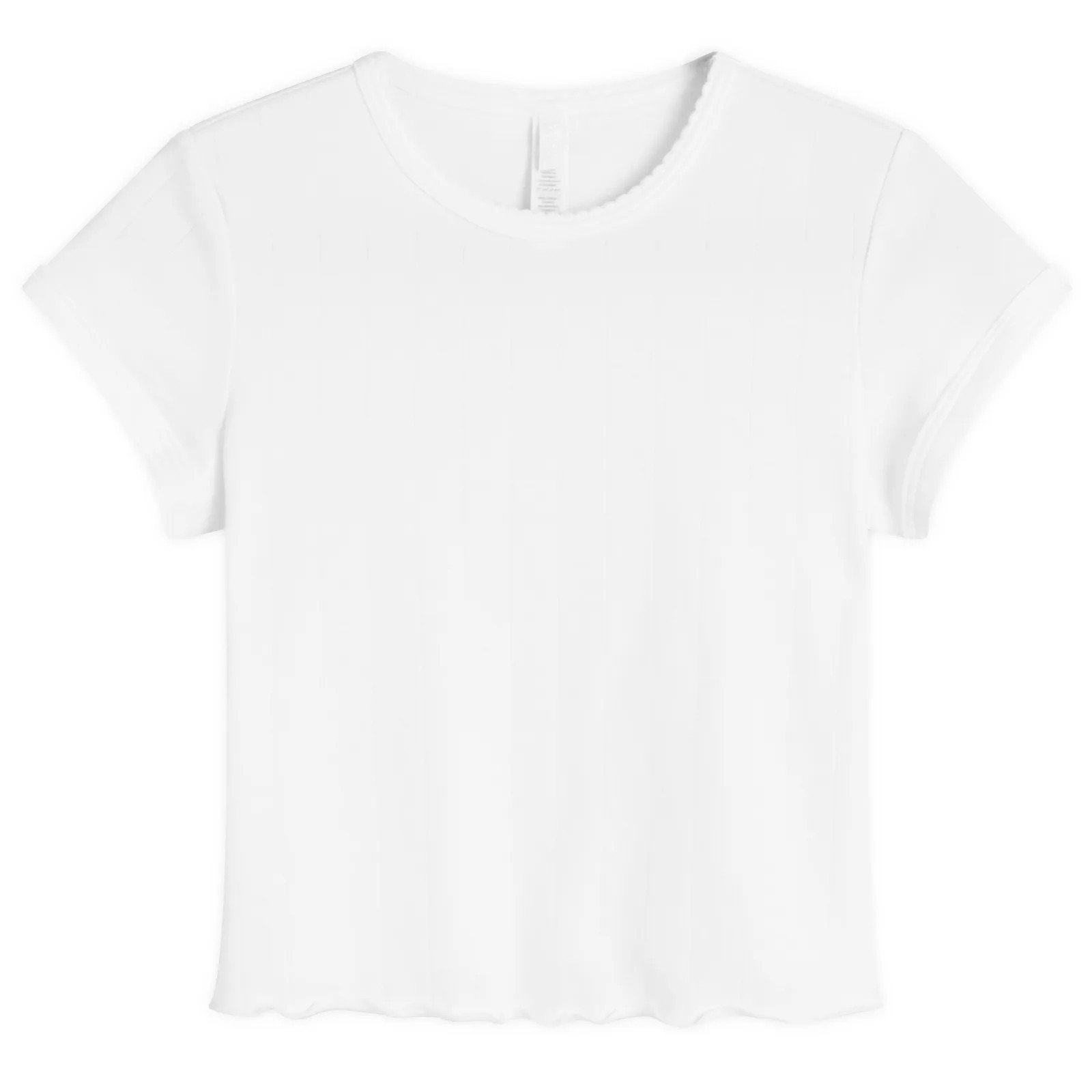 SKIMS Women's Drop Needle Pointelle Baby T-Shirt in Snow, Size X-Small | END. Clothing
