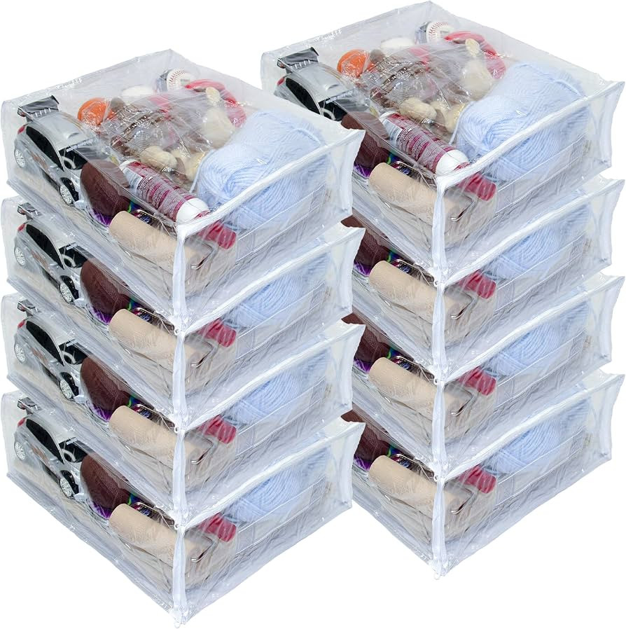 8-Pack Heavy Duty Vinyl Zippered Closet Square Storage Bags (Clear) for Sweaters, Sheets, Arts & ... | Amazon (US)