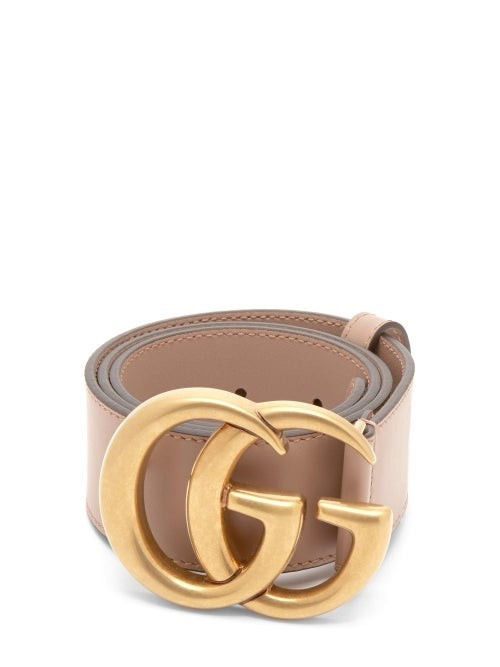 Gucci - GG-logo Leather Belt - Womens - Pink | Matches (US)