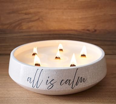 Mindfulness Ceramic All Is Calm Candle - Cerulean Sea | Pottery Barn (US)