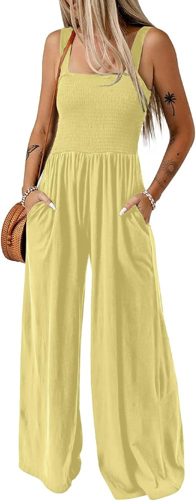 Dokotoo Women's Casual Loose Overalls Jumpsuits One Piece Sleeveless Wide Leg Long Pant Rompers W... | Amazon (US)