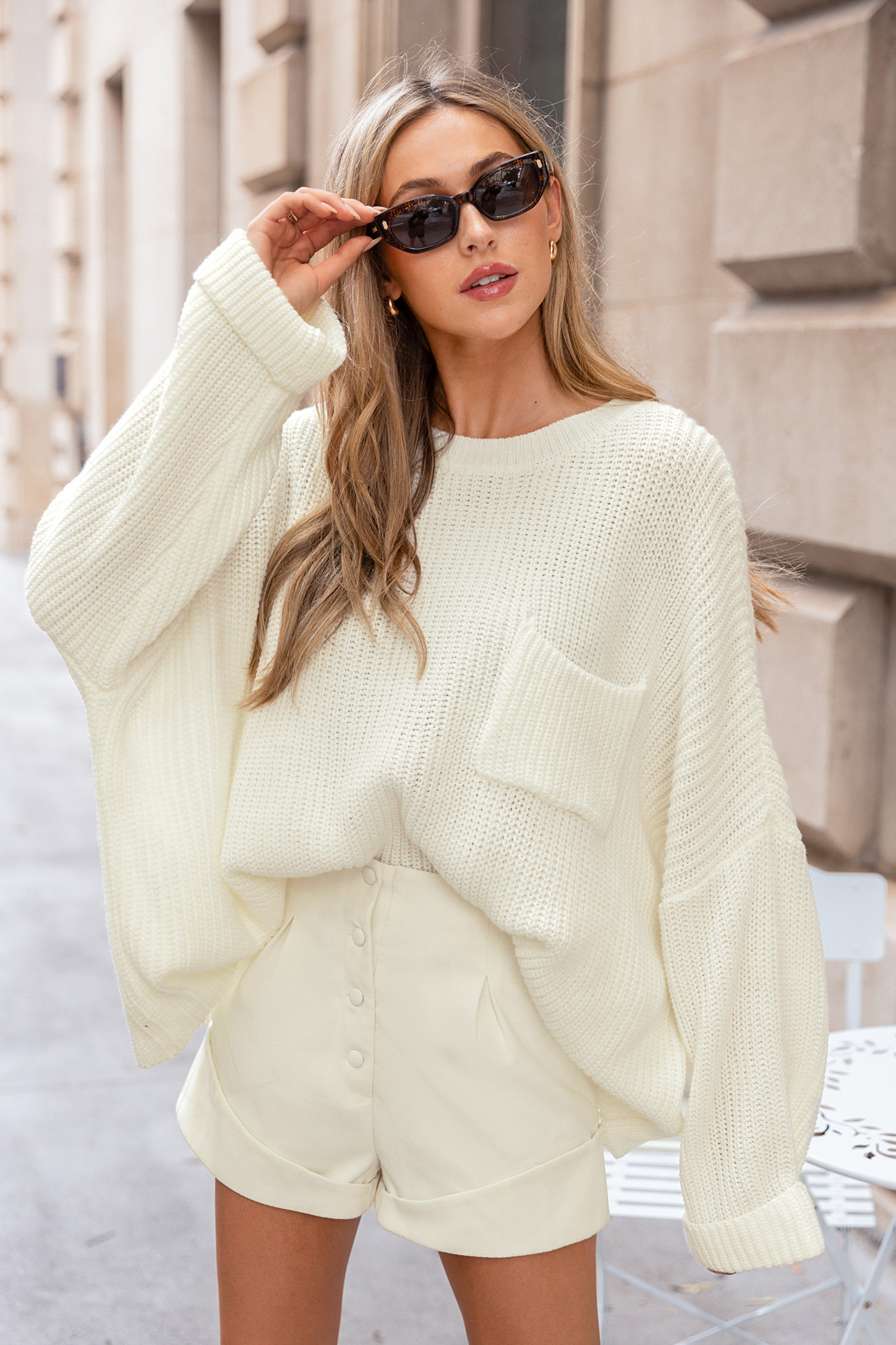 NewBeige Long Sleeve Drop Shoulder Knit Top | Cupshe US