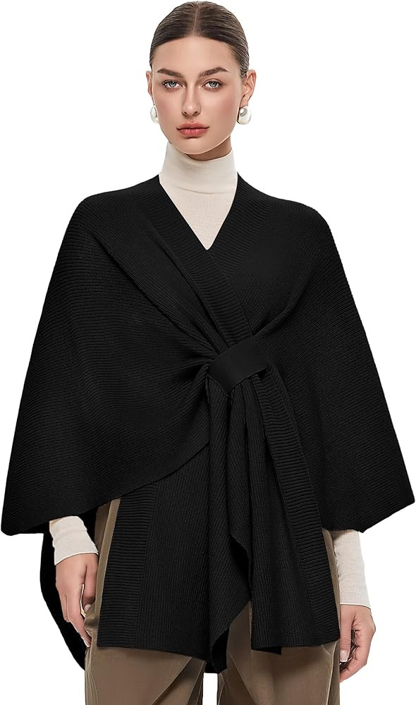 PULI Women's Elegant Shawl Wraps Soft Open Front Poncho Sweater for Spring Fall Winter | Amazon (US)