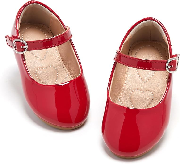 ESTINE Mary Jane Flats for Toddler Girls Little Kids Glittery Dress Princess Wedding Ballet Shoes | Amazon (US)