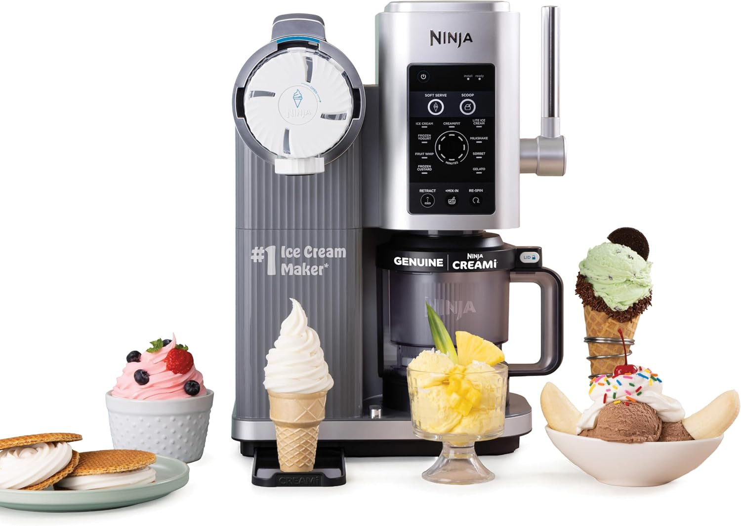 Ninja Swirl by CREAMi Ice Cream and Soft Serve Maker, Sorbet, Milkshake, Frozen Yogurt, Low Calories Program & More, 13-in-1, Soft Serve Handle, (2) CREAMi Swirl 16oz Pints, For Kids & ALL ages, NC701 | Amazon (US)