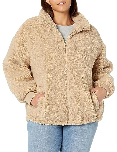 Levi's Women's Sherpa Zip Up Teddy Jacket, Sesame, 3X | Amazon (US)