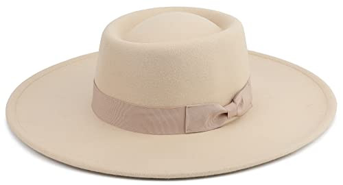 Pro Celia Big Wide Brim Women Fedora Hat (Oval-Rice) | Amazon (US)