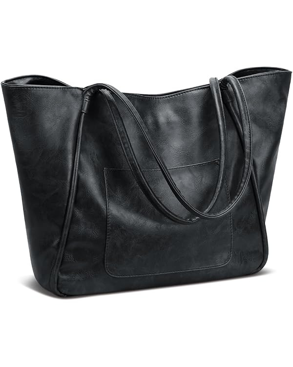 KKXIU Large Tote Bag for Women with Zipper Work Leather Travel Purse and Handbags | Amazon (US)