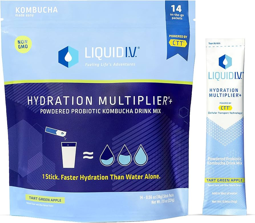 Liquid I.V. Hydration Multiplier + Probiotic Kombucha - Tart Green Apple - Hydration Powder Packe... | Amazon (US)