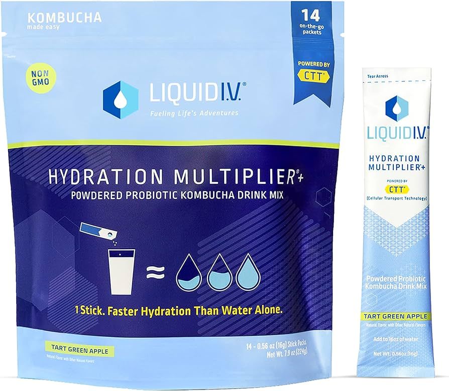 Liquid I.V. Hydration Multiplier+ Powdered Probiotic Kombucha, Hydration Plus Probiotics, On-The-... | Amazon (US)