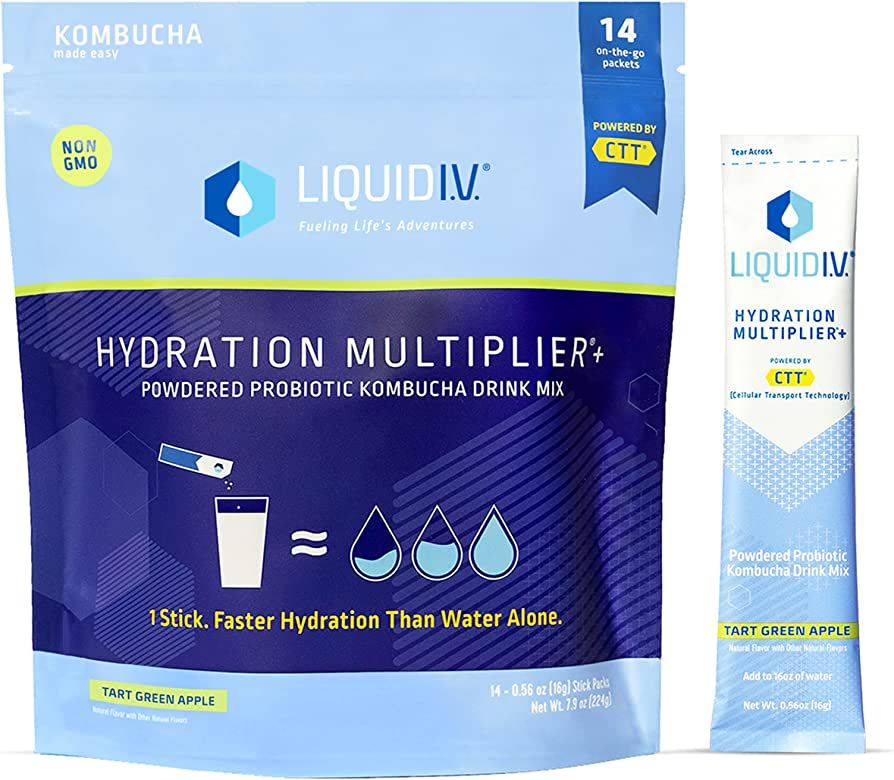 Liquid I.V. Hydration Multiplier + Probiotic Kombucha - Tart Green Apple - Hydration Powder Packe... | Amazon (US)