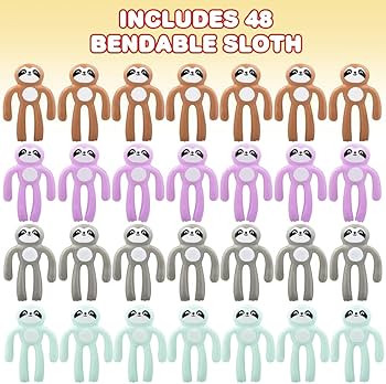 ArtCreativity Mini Bendable Sloth Toys, Set of 48, Bendable Animal Toys for Kids in Assorted Colo... | Amazon (US)